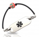 Stainless Steel Medical Alert Bracelet with Poppy Rubber Tube