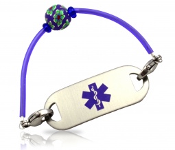 Violet Rubber Tube Medical ID Alert Bracelet